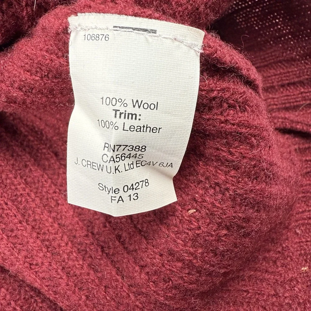 J. Crew 100% Wool Sweater Women's Size Large Leather Patches Relaxed Fit‎ Knit